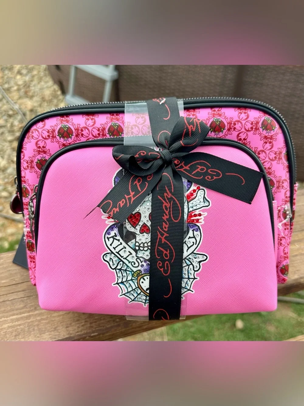 Ed Hardy Love Kills Slowly Cosmetic Bag Set - NWT